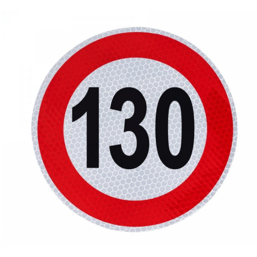 Autocolant reflectorizant limita viteza 130km, diametru 150mm