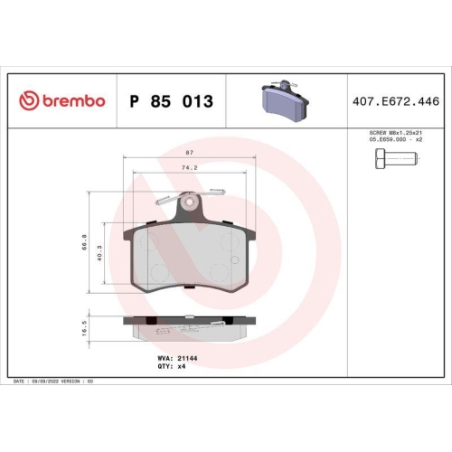 Placute frana Alfa Romeo 164 (164); Audi 100 C3 Avant (445, 100 C3 Sedan (443, 100 C4 Avant (4a5), 100 C4 Sedan (4a2), 200 C2 Sedan (437, 200 C3 Avant (44, 200 C3 Sedan (447, 80 B2 Sedan (811, 80 B3 Sedan (893, 80 B4 Avant (8c5), 80 B5 Avant (8d5), 90 B2