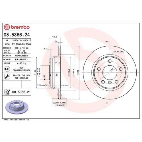 Set disc frana BMW 3 (E36) 09.90-11.98, 3 (E46) 12.97-05.05, 3 Compact (E46) 03.01-02.05, 3 Convertible (E36) 03.93-11.99, 3 Coupe (E36) 10.91-05.99, 3 Coupe (E46) 12.98-07.06, 3 Touring (E36) 08.94-12.99, 3 Touring (E46) 06.99-07.05, Spate, 280X10mm, pli