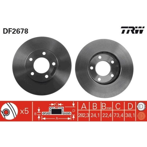 Set disc frana Chrysler Voyager / Grand Voyager 3 (Gs Ns) 01.95-03.01, Voyager I (As) 08.84-09.90, Voyager 2 (Es) 08.90-09.95, Voyager 3 Van (Gs) 01.95-12.01, Voyager 4 (Rg Rs) 09.99-12.08; Dodge Caravan 01.95-03.01, Caravan 09.90-12.95, Fata, 282X24,1mm,