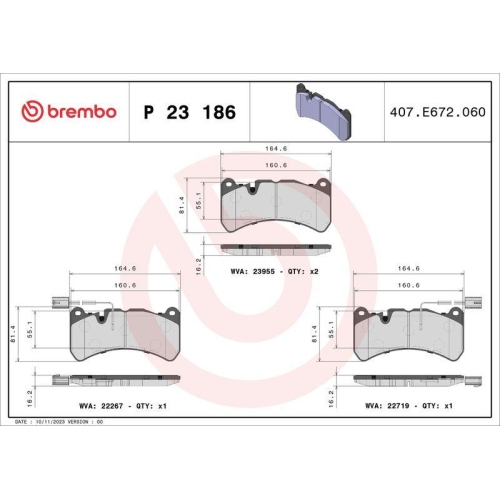 Placute frana Alfa Romeo Giulia (952) 10.15-, Stelvio (949) 12.16-, Fata, BREMBO
