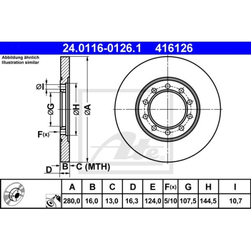 Disc frana Ate 24011601261, parte montare : Punte spate