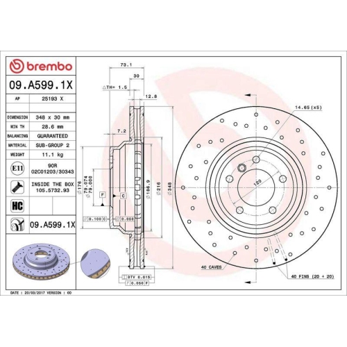 Set disc frana BMW 3 (E90) 02.04-02.12, 3 Convertible (E93) 05.06-12.13, 3 Coupe (E92) 01.05-12.13, 3 Touring (E91) 12.04-12.12, X1 (E84) 03.09-06.15, Fata, 348X30mm, ventilat, BREMBO