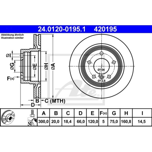 Disc frana Bmw Seria 1, 09.2006-12.2011, 3 Cabriolet, 05.2006-12.2013, ATE