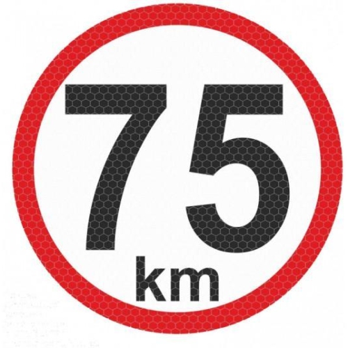 Autocolant reflectorizant limita viteza 75 km, diametru 150mm