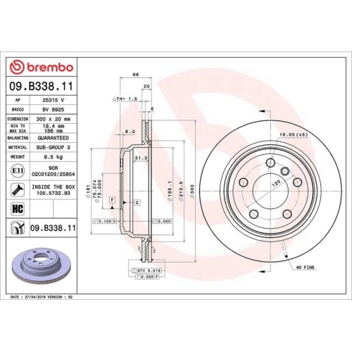 Set disc frana BMW 3 (F30 F80) 11.11-10.18, 3 Gran Turismo (F34) 07.12-, 3 Touring (F31) 07.12-06.19, 3 Touring Van (F31) 07.12-06.19, 4 Convertible (F33 F83) 10.13-08.20, 4 Coupe (F32 F82) 07.13-06.20, 4 Gran Coupe (F36) 03.14-05.21, Spate, 300X20mm, ven