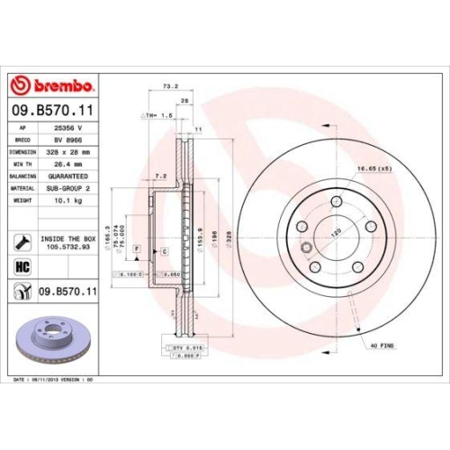 Set discuri frana Bmw X3 (F25), X4 (F26), sDrive 18 d, sDrive 20 i, xDrive 20 d, xDrive 20 i, xDrive 28 i, xDrive 30 d, xDrive 35 d, xDrive 35 i, punte fata, 328x28, ventilat, BREMBO