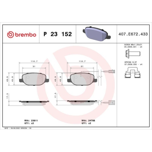 Placute frana Alfa Romeo Giulietta (940) 04.10-12.20, Giulietta Box / Liftback (940) 04.11-12.20, Spate, BREMBO
