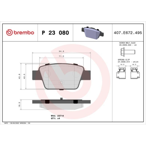 Placute frana Alfa Romeo Mito (955) 08.08-10.18; Fiat Bravo 2 (198) 11.06-12.16, Linea (323 110) 10.06-, Multipla (186) 04.99-06.10, Stilo (192) 10.01-11.10, Stilo Multi Estate (192) 01.03-08.08, Stilo Van (192) 10.01-08.08; Lancia Delta 3 (844) 08.08-08.