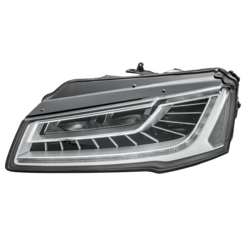 Far Audi A8 (D4/4f), 11.2013-, partea Stanga, cu sistem iluminat in curba; cu lumina timp de zi tip LED; LED; electric; fara motor; fara unitate control LED, HELLA