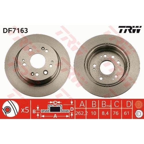 Set disc frana Honda Fr-V (Be) 08.04-, Stream (Rn) 05.01-, Spate, 282X12mm, plin, TRW