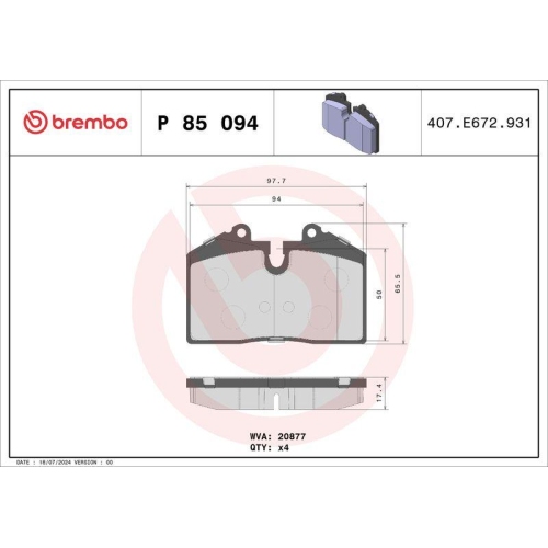 Placute frana Audi 80 B4 Avant (8c5) 09.91-01.96; Porsche 911 (964) 12.88-09.93, 911 (993) 10.93-09.97, 911 Convertible (964) 05.89-06.94, 911 Convertible (993) 07.94-12.97, 911 Speedster (964) 08.92-06.94, 911 Targa (964) 12.88-09.93, 911 Targa (993) 01.