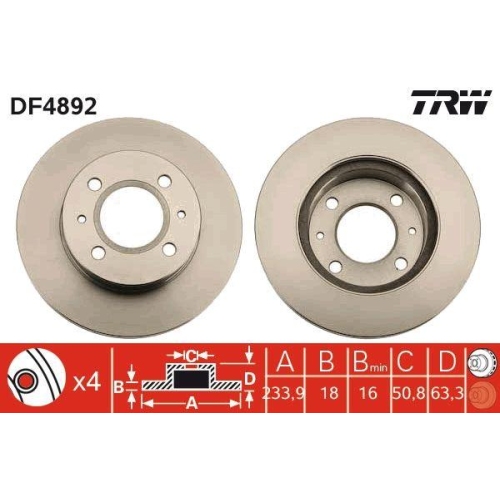 Set disc frana Hyundai Atos (Mx) 01.97-07.15, Fata, 234X18mm, ventilat, TRW