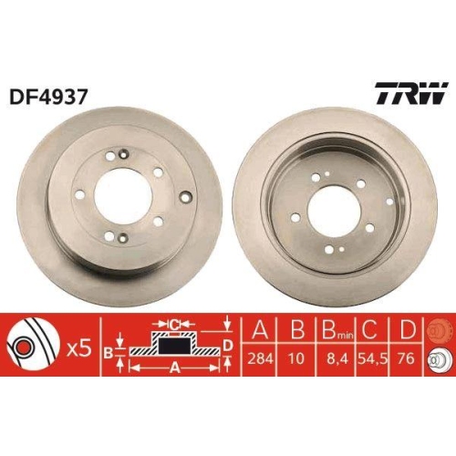 Set disc frana Hyundai Grandeur (Tg) 06.03-06.12; Kia Opirus (Gh) 06.03-10.12, Spate, 284X10mm, plin, TRW