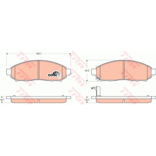 Placute frana Nissan Murano (Z50), 08.2003-09.2008, Navara (D40), 10.2004-, Pathfinder (R51), 01.2005-, TRW