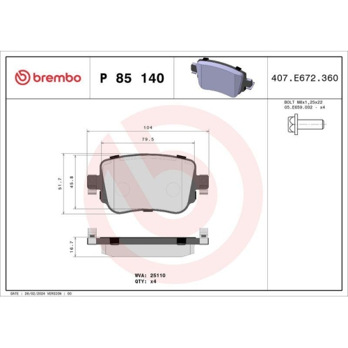 Placute frana Audi A1 Allstreet (Gbh) 07.19-, A1 City Carver (Gbh) 07.19-06.22, A1 Sportback (Gba) 07.18-, Q3 (8ub 8ug) 06.11-03.20; Seat Alhambra (710 711) 06.10-12.22, Alhambra Van (711) 06.10-06.23, Leon (5f1) 09.12-05.21, Leon St (5f8) 09.12-08.20; Sk