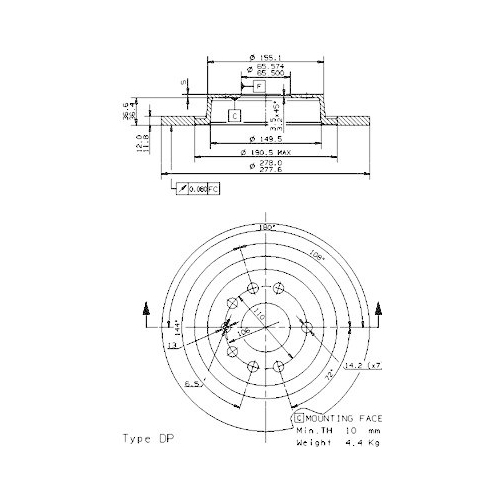 Set disc frana Cadillac Bls Wagon 12.07-, Bls 04.06-; Opel Signum Liftback (Z03) 05.03-12.08, Vectra C (Z02) 04.02-, Vectra C Estate (Z02) 10.03-01.09, Vectra C Gts (Z02) 08.02-01.09; Saab 9-3 (Ys3f E79 D79 D75) 09.02-02.15, 9-3 Convertible (Ys3f) 08.03-0