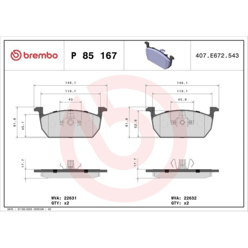 Placute frana Audi A1 Allstreet (Gbh), A1 City Carver (Gbh), A1 Sportback (Gba); Seat Arona (Kj7, Ibiza 4 St (6j8, Ibiza 5 (Kj1, Leon (5f1), Leon Box / Liftback (5f1), Leon Sc (5f5), Leon St (5f8), Leon St Box / Estate (5f8); Skoda Fabia 4 (Pj3), Kamiq (N