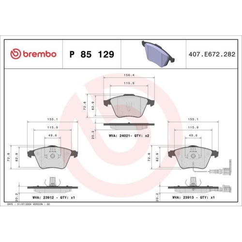 Placute frana Audi A3 (8p1) 05.03-12.13, A3 Sportback (8pa) 09.04-12.15, Tt (8j3) 07.06-01.15 ; Seat Leon (1p1) 05.05-12.13; Vw Golf 6 (5k1) 10.08-12.14, Golf 6 Convertible (517) 03.11-05.16, Golf 6 Van (5k1) 10.08-11.12, Scirocco 3 (137 138) 05.08-11.17,