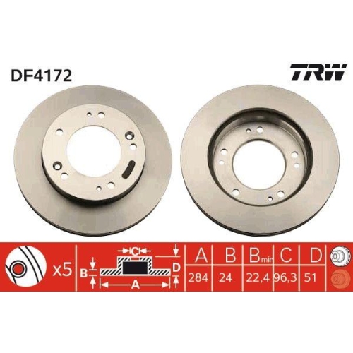 Set disc frana Kia Retona Closed Off-Road Vehicle (Fk) 06.99-12.01, Sportage Suv (K00) 04.94-04.05, Fata, 284X24mm, ventilat, TRW