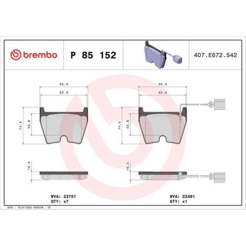 Placute frana Audi A3 Sedan (8vs 8vm) 05.13-08.21, A3 Sedan (8ys 8ym) 04.20-, A3 Sportback (8va 8vf) 09.12-08.21, A3 Sportback (8ya 8yf) 11.19-, Q3 (8ub 8ug) 06.11-03.20, Tt (Fv3 Fvp) 07.14- -, Fata, BREMBO