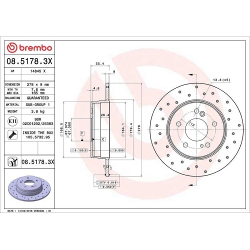 Set disc frana Chrysler Crossfire Roadster 05.04-12.08, Crossfire 07.03-12.08; Mercedes 124 T-Model (S124) 09.85-12.93, Clasa C (W202) 03.93-05.00, Clasa C (W203) 05.00-12.07, Clasa C Coupe (Cl203) 03.01-06.11, Clasa C T-Model (S202) 06.96-03.01, Clasa CL