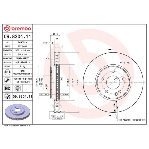 Set disc frana Chrysler Crossfire Roadster 05.04-12.08, Crossfire 07.03-12.08; Mercedes Clasa C (W203) 05.00-12.07, Clasa C Coupe (Cl203) 03.01-06.11, Clasa C T-Model (S203) 03.01-08.07, Clasa CLC (Cl203) 05.08-06.11, Clk (C208) 06.97-12.03, Clk (C209) 05