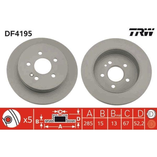 Set disc frana Mercedes Clasa M (W163) 02.98-07.05, Spate, 285X15mm, plin, TRW