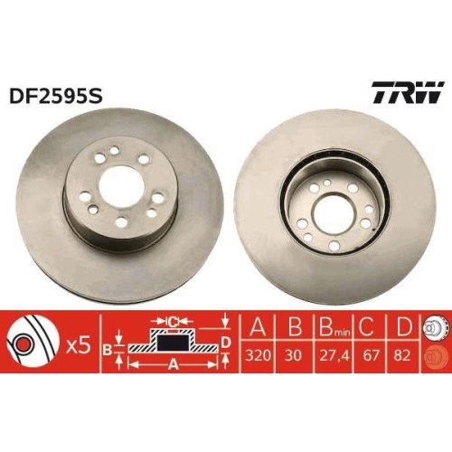 Set disc frana Mercedes Clasa S (W140) 02.91-10.98, Clasa S Coupe (C140) 07.92-12.99, Fata, 320X30mm, ventilat, TRW