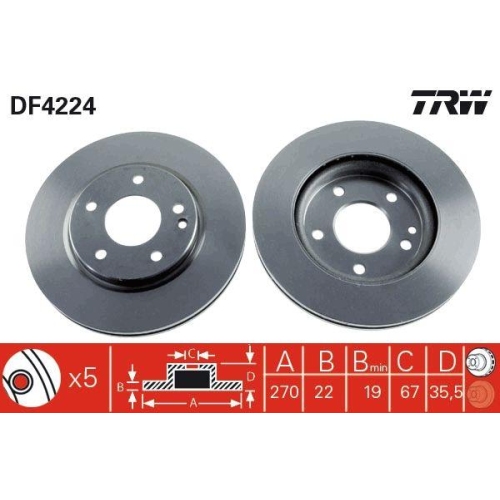 Set disc frana Mercedes Vaneo (414) 02.02-07.05, Fata, 270X22mm, ventilat, TRW