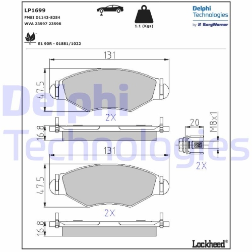 DELPHI set placute frana,frana disc