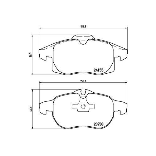 Placute frana Opel Signum Liftback (Z03), Vectra C (Z02), Vectra C Estate (Z02), Vectra C Gts (Z02); Saab 9-3 (Ys3f, 9-3 Convertible (Ys3f), 9-3 Estate (E50), 9-3x (Ys3), punte fata, pregatit pentru senzor uzura; BREMBO