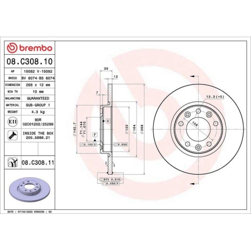Set disc frana Citroen Berlingo (Er Ec) 06.18-, Berlingo Box (B9) 04.08-, Berlingo Box (K9) 06.18-, Berlingo Multispace (B9) 04.08-, C4 Grand Picasso 2 (Da De) 09.13-, C4 Picasso I (Mpv) (Ud) 10.06-12.15, C4 Picasso 2 Van (Dd) 01.13-, C4 Picasso 2 01.13-,