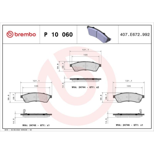 Placute frana Chevrolet Epica (Kl1 ), 2.0, 2.0 D, 2.5, punte spate, cu indicator uzura acustic, BREMBO