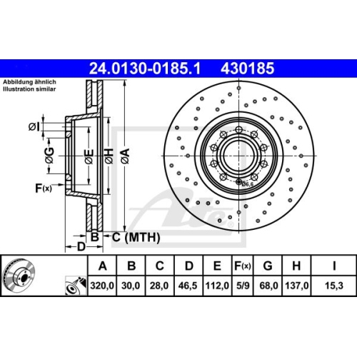 Disc frana Ate 24013001851, parte montare : punte fata