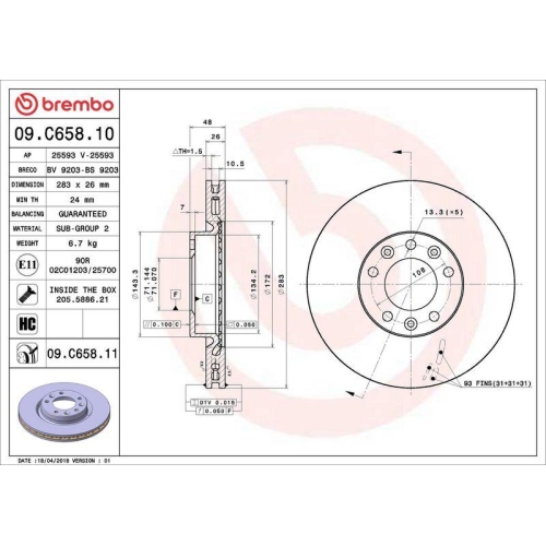 Set disc frana Citroen Berlingo (Er Ec) 06.18-, Berlingo Box (B9) 04.08-, Berlingo Box (K9) 06.18-, C4 Grand Picasso 2 (Da De) 09.13-, C4 Picasso 2 Van (Dd) 01.13-, C4 Picasso 2 01.13-, C4 Spacetourer (3d) 04.18-, C4 Spacetourer Van (3d) 04.18-, Grand C4