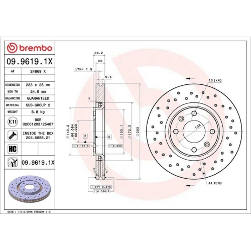 Set disc frana Citroen Berlingo (M) 07.96-12.11, Berlingo Box (B9) 04.08-, Berlingo Multispace (B9) 04.08-, Berlingo Platform / Chassis (B9) 04.08-, C3 3 (Sx) 07.16- C3 Aircross 2 Van (2c 2r) 06.17-, C3 I (Fc Fn) 02.02-12.13, C3 2 (Sc) 09.09-, C3 3 Van (S