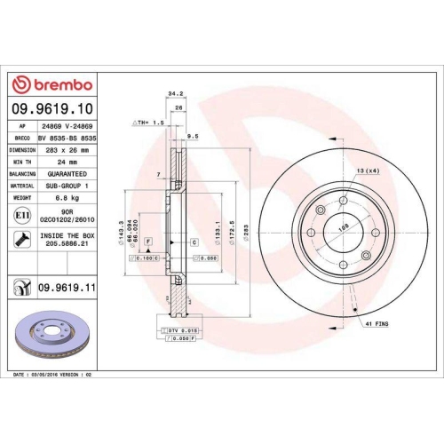 Set disc frana Citroen Berlingo (M) 07.96-12.11, Berlingo Box (B9) 04.08-, Berlingo Multispace (B9) 04.08-, Berlingo Platform / Chassis (B9) 04.08-, C3 3 (Sx) 07.16- C3 Aircross 2 Van (2c 2r) 06.17-, C3 I (Fc Fn) 02.02-12.13, C3 2 (Sc) 09.09-, C3 3 Van (S