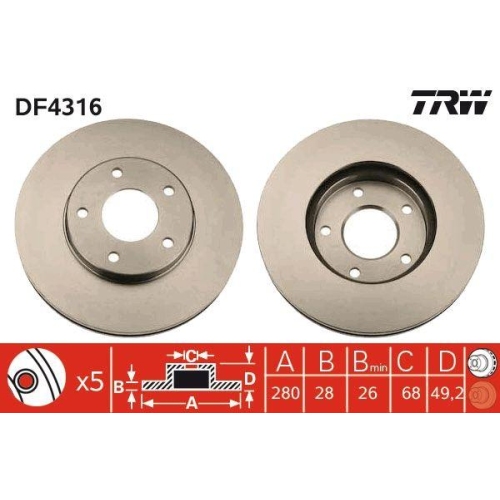 Set disc frana Nissan Almera Tino (V10) 12.98-02.06, Maxima / Maxima Qx 4 Station Wagon (A32) 10.97-12.00, Maxima / Maxima Qx 5 (A33) 04.99-11.03, Primera (P12) 01.02-, Primera Estate (Wp12) 01.02-, Primera Hatchback (P11) 06.96-07.02, Primera Hatchback (