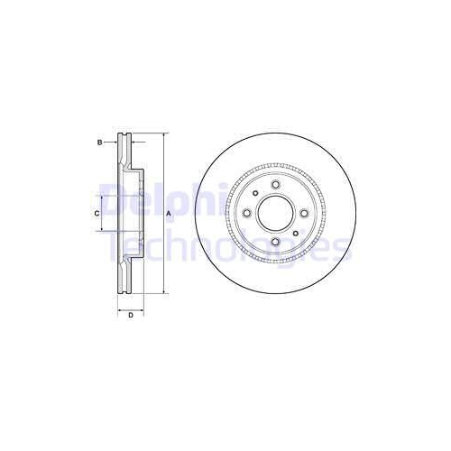 Disc frana DELPHI BG4743C, Fata
