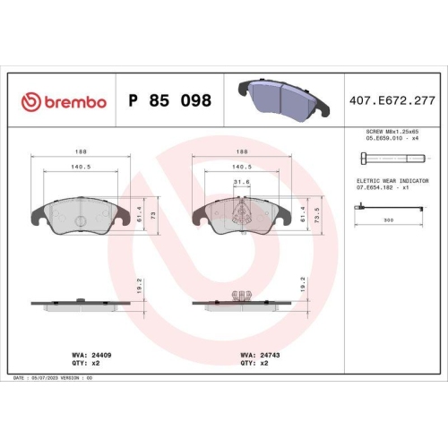 Placute frana Audi A4 B8 (8k2) 08.07-06.17, A5 (8t3) 06.07-01.17, A5 (8f) 02.09-01.17, A6 C7 (4g2 4gc) 11.10-09.18, A6 C7 Avant (4g5 4gd) 05.11-09.18, A7 Sportback (4ga 4gf) 07.10-05.18, Q5 (8rb) 11.08-12.17, Fata, BREMBO
