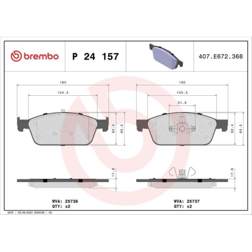 Placute frana Ford Focus 3 (Box/Estate), Focus 3 Saloon, Focus 3 Turnier, Kuga 2 (Dm2), Tourneo Connect (V408), Transit Connect (V408), punte fata, BREMBO