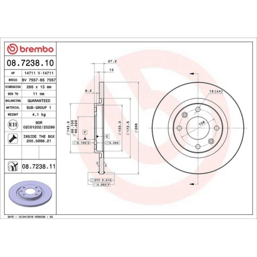 Set disc frana Citroen Berlingo (M) 07.96-12.11, C2 (Jm) 07.03-09.17, C2 Enterprise (Jg) 11.03-12.09, C3 I (Fc Fn) 02.02-12.13, C3 2 (Sc) 09.09-, C4 Cactus Van (0b 0p) 09.14-, C4 Cactus 09.14-, C-Elysee (Dd) 11.12-; Peugeot 301 11.12-, Partner Box (5 G) 0