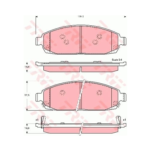 Placute frana Jeep Commander (Xk), 09.2005-12.2010, Grand Cherokee 2 (Wj, Wg), 09.1998-09.2005, TRW