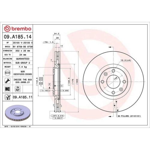 Set disc frana Citroen C4 Coupe (La) 11.04-12.13, C4 I (Lc) 11.04-12.14, C4 I Box / Liftback (Lr) 02.05-12.10, C4 2 (Nc) 02.09-, C4 3 (Ba Bb Bc) 10.20-, Ds4 (Nx) 03.11-07.15, Ds5 09.11-12.16; Ds Ds 3 / Ds 3 Crossback (Ur Uc Uj) 10.18-, Ds 4 / Ds 4 Crossba
