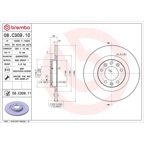 Set disc frana Citroen C4 Grand Picasso 2 (Da De) 09.13-, C4 Picasso I (Mpv) (Ud) 10.06-12.15, C4 Picasso 2 Van (Dd) 01.13-, C4 Picasso 2 01.13-, C4 Spacetourer (3d) 04.18-, C4 Spacetourer Van (3d) 04.18-, C5 Aircross (A) 11.18-, C5 X (Nd Nc) 09.21-, Gran