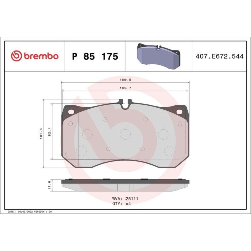 Placute frana Audi A6 Allroad C8 (4ah) 11.18-, A6 C7 (4g2 4gc) 11.10-09.18, A6 C7 Avant (4g5 4gd) 05.11-09.18, A6 C8 (4a2) 02.18-, A6 Estate (4a5 C8) 05.18-, A7 Sportback (4ga 4gf) 07.10-05.18, A8 D4 (4h2 4h8 4hc 4hl) 11.09-01.18, Fata, BREMBO