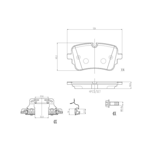 Placute frana Audi A6 Allroad C8 (4ah) 11.18-, A6 C8 (4a2) 02.18-, A6 Estate (4a5 C8) 05.18-, A7 Sportback (4ka) 10.17-, A8 D5 (4n2 4n8 4nc 4nl) 06.17-, E-Tron (Gen) 09.18-, E-Tron Sportback (Gea) 09.19-, Q7 (4mb 4mg) 01.15-, Q7 Van (4mb 4mg) 01.15-, Q8 (