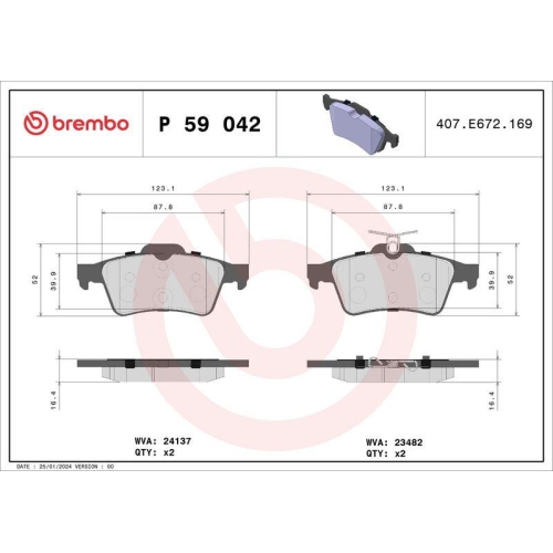 Placute frana Cadillac BLS, Citroen C5 3 (Rd), Ford C-Max (Dm2), Focus 2 (Da), Focus III, Jaguar XF (X250), Mazda 3 (Bk), Opel Vectra C (Z02), Renault Laguna 3 (Bt0/1), Saab 9-3 (Ys3f), Volvo C30 (533), punte spate, BREMBO