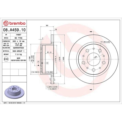 Set disc frana Citroen Jumper 2 Box 04.06-, Jumper 2 Bus 04.06-, Jumper 2 04.06-; Fiat Ducato Box ( 250) 07.06-, Ducato Bus (250) 07.06-, Ducato (250) 07.06-; Peugeot Boxer Box 04.06-, Boxer Bus 09.05-, Boxer 04.06-, Spate, 300X16mm, plin, BREMBO